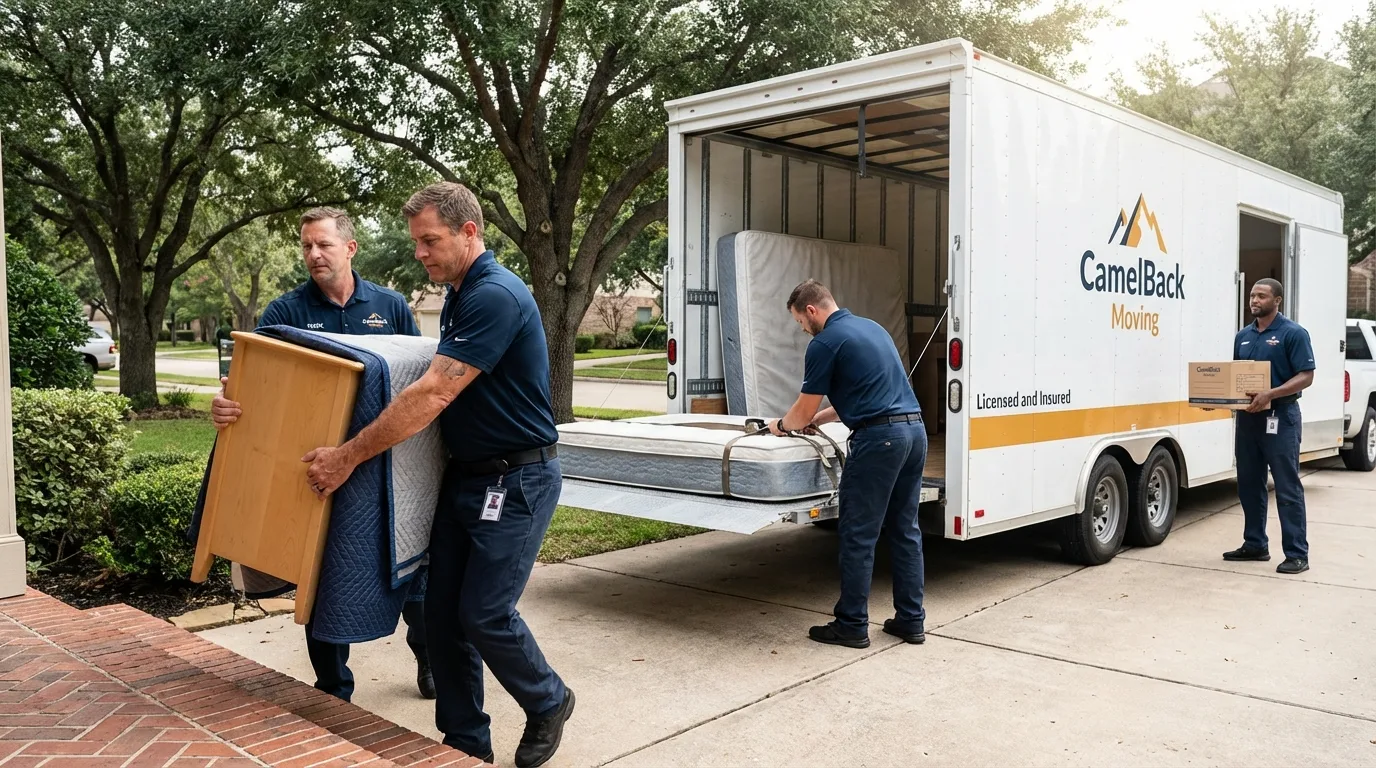 Crew loading residential truck for cross-state move from Irwinton, GA