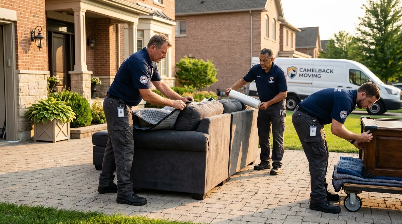 Large estate moving crew wrapping furniture in Irwinton, GA